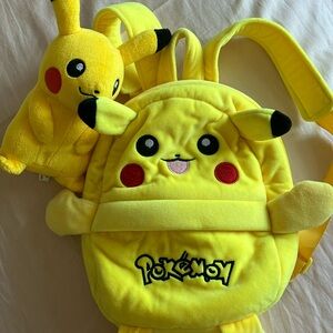 Pikachu velvet plush toy and small backpack